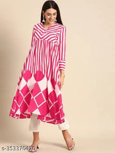 Pink rayon long-sleeved anarkali kurta for women, featuring intricate embroidery and traditional design. Indian party wear." (109 characters)